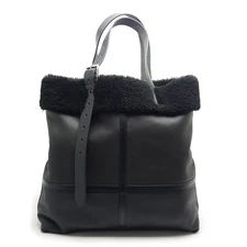 HERMES Etriviere Top Handle Bag Taurillon Cristobal Leather Shearling Black 99