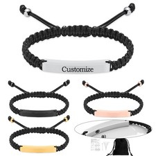 Long Bar Mini Memory Urn Pendant Braided Rope Funeral Bracelet Cremation Ashes