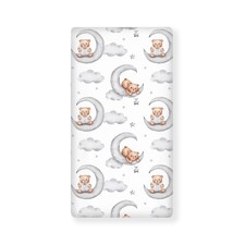 Teddy Bears Fitted Crib Sheet Watercolor Moon Star Clouds Standard Crib Mattr...
