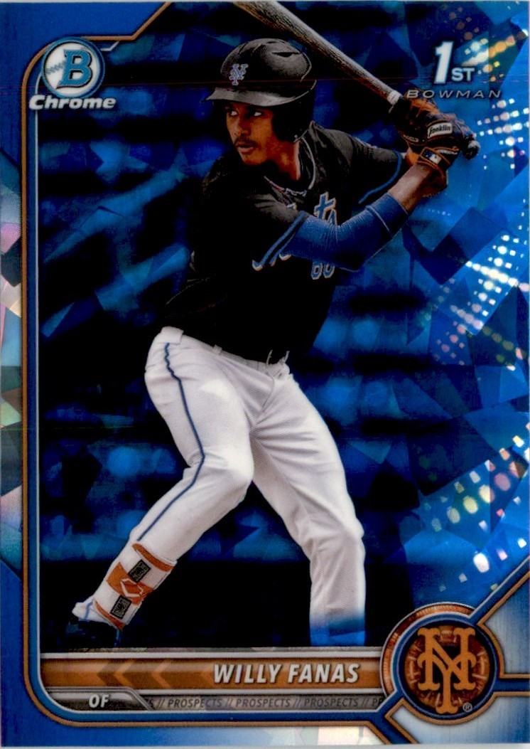 Willy Fanas 2022 Bowman Chrome Prospects Sapphire RC #BCP-196 New York Mets