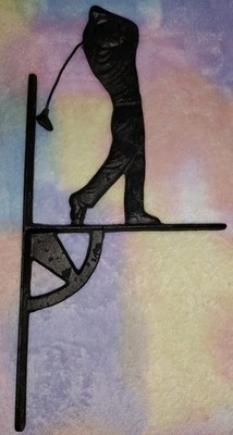 Vintage Cast Iron Wall/Fence Post Golf Golfer Decor 16''