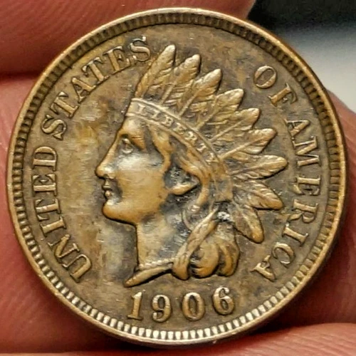 Extremely Fine 1906 Indian Head Cent, Full Liberty & Diamonds, Rare High Grade