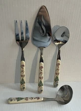 Vtg International Country Christmas 4 Piece Hostess Set Stainless Flatware
