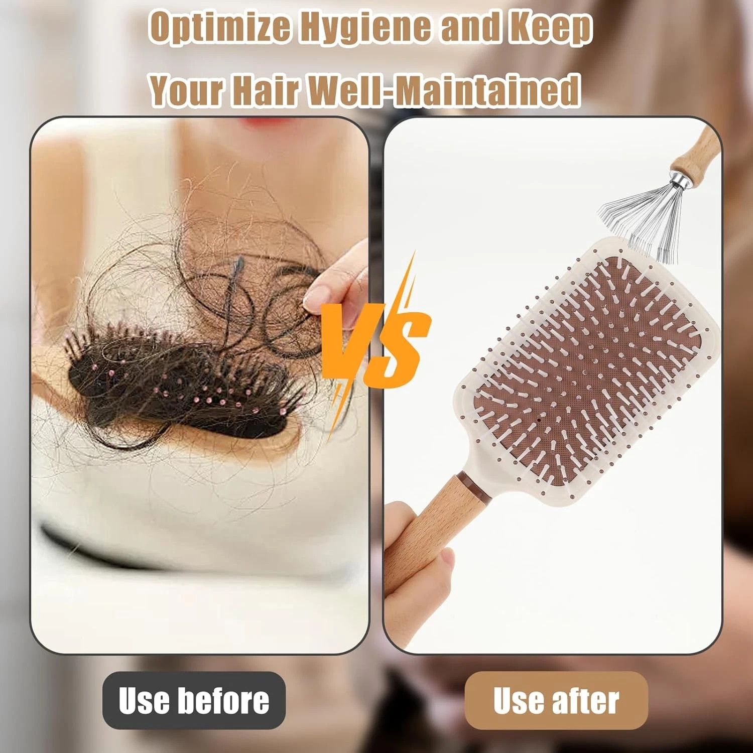 2 Pcs Mini Hairbrush Cleaner, Wooden Handle Comb Cleaner with Metal Wire...