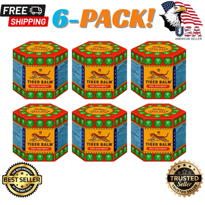 Tiger Balm Red Ointment. 6 Pack x 21 Grams. 11% Camphor. 10