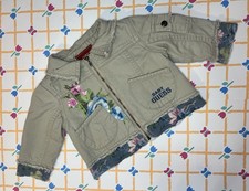 Vintage Y2K Baby Guess Jeans Size 6-9 Months Khaki Jacket Floral Full Zipper