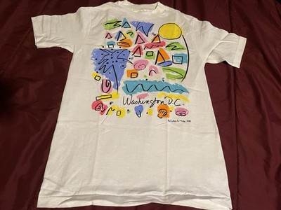 Vintage 80s Washington DC T Shirt White Small 1989 Anvil Souvenir Singe Stitch 