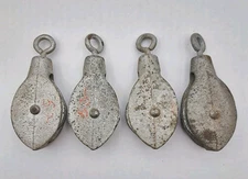 Vintage Pulleys Small Block & Tackle Rope Line Old Cast Pulley Hardware Lot of 4
