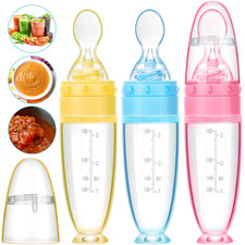 3 Pcs Baby Food Spoon 3Oz Silicone Feeder Dispenser Bottle Feeding Infant Cereal