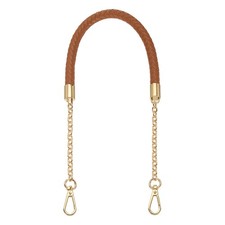 62cm/24.4" PU Leather Braided Purse Strap Light Brown, Light Gold Buckle 