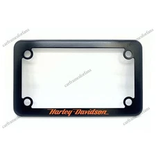 HARLEY DAVIDSON ORANGE Motorcycle License Plate Frame Black Powder Coated Metal