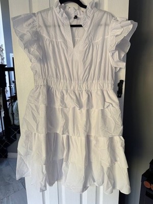 N by Nancy White Tiered Dress Size XL
