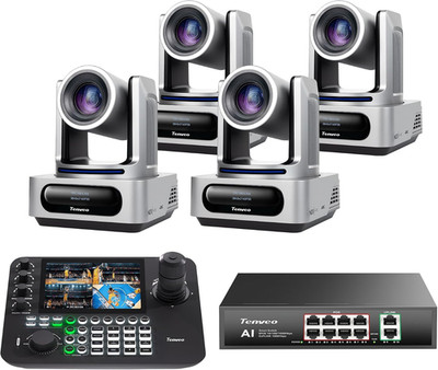 PTZ Camera and Controller Bundle - 4K NDI PTZ Camera(4Pcs) 20X Zoom AI Tracking