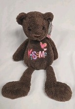 Dan Dee Cracker Barrel 15" KISS ME Brown Chocolate Teddy Bear Valentines- READ