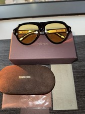 Tom Ford Icon TF1225  Pilot Sunglasses Black And Yellow Lenses