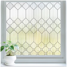 Reeded Glass Window Privacy Film, Frosted Glass Window Film for Bathroom Fr...