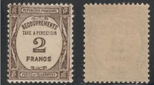 FRANCE 1927/31 - TAXE 2fr Sépia n°62 NEUF** MNH Cote 320,00€