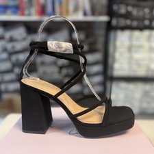 TOP MODA Black Strappy Ankle Strap Buckle Open Toe Block Heel Sandals Women