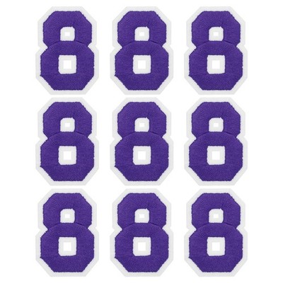 Embroidered Number Patches 2'' Number 8 Iron on Patch (Purple, Pack of 9)