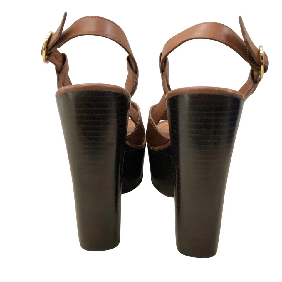 Sandalias Diane von Furstenberg para mujer 6 tacones con plataforma de cuero marrón Foto 4 de 4