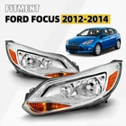 Halogen Headlight For 2012-2014 Ford Focus w/o Bulb Chrome Driver+Passenger Pair