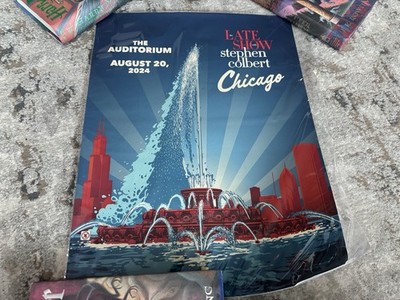 Stephen Colbert Late Show CHICAGO art print Poster 2024 RARE Buckingham Fountain