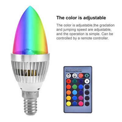 E14/E12 3W RGB LED Farbwechsel Kerze Licht Lampe Glühbirne Fernbedienung Kit E1
