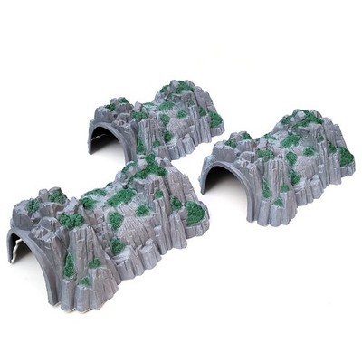 3PCS Model Train Railway Rockery Cave Tunnels Plastic 1:87 HO Scale DIY Minia...