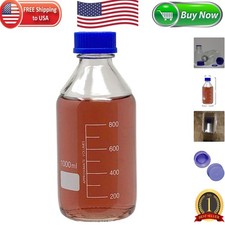 Clear Round 1000ml Glass Bottle for Safe Media Storage - Borosilicate