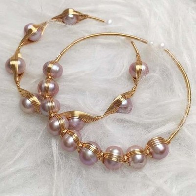 Armband mit natürlichen Süßwasserperlen rosa-lila 7-8MM