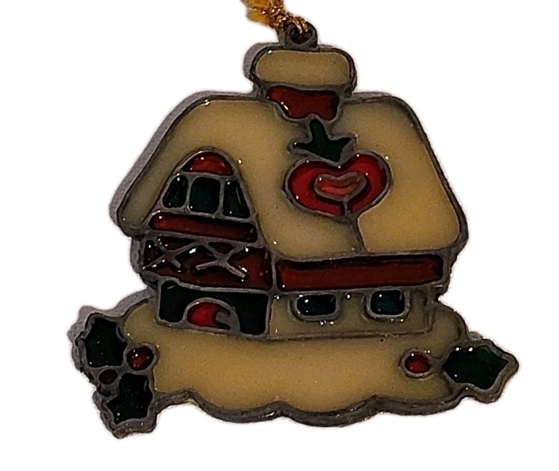 Vintage Kurt Adler 1979 Stained Glass Holiday House Christmas Ornament 3.25"