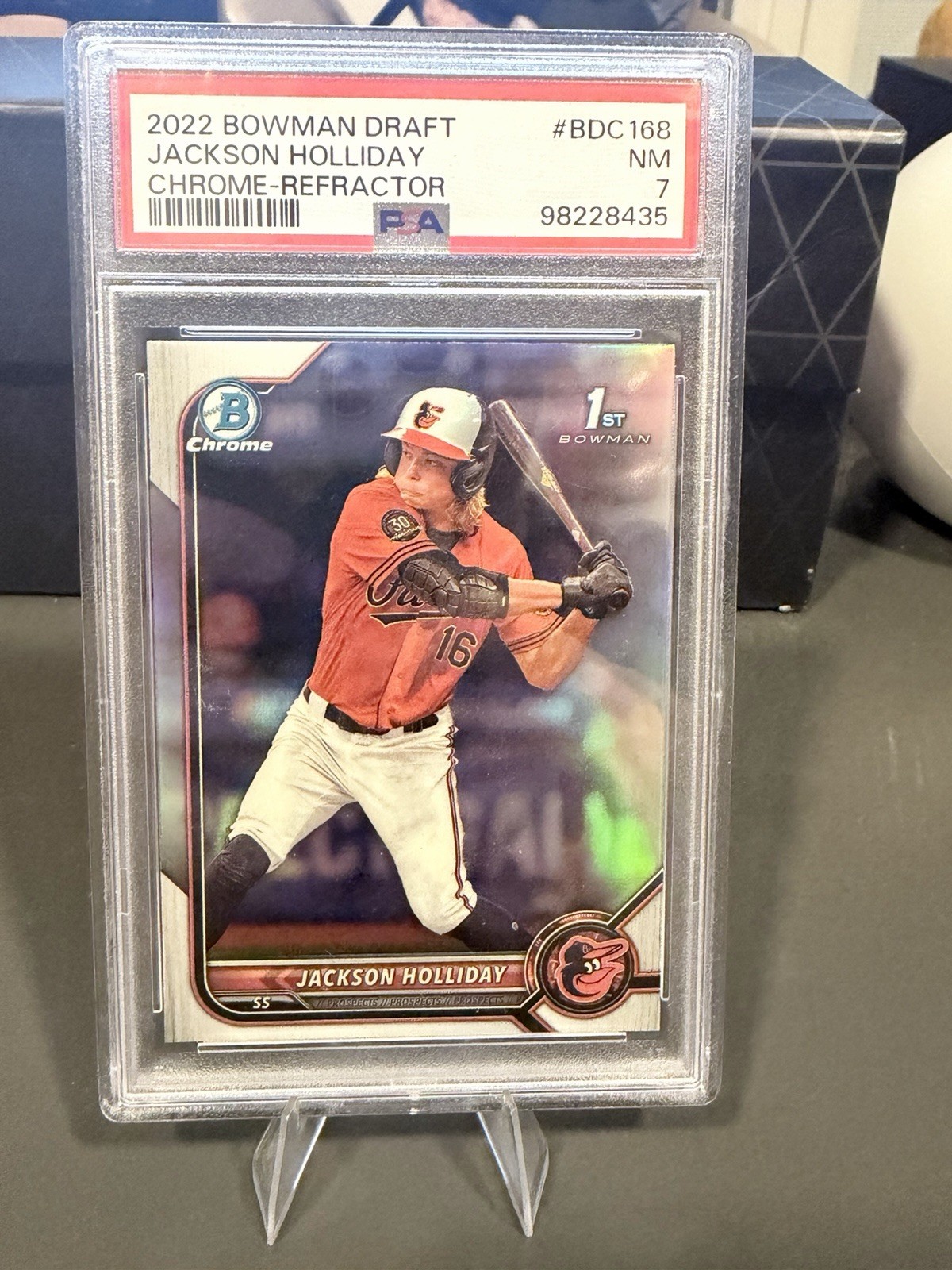 2022 Bowman Draft Chrome Jackson Holliday 1st Bowman Refractor #BDC-168 PSA 7 view 1