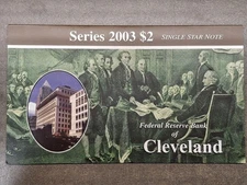 2003 $2 BEP Cleveland Single Star Note Low Serial #