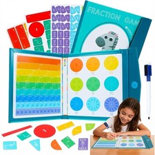 Magnetic Fraction Demonstration Book, 102 Pcs Magnetic Fraction Tiles Circle...