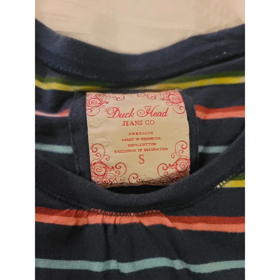 Camisa túnica informal colorida de manga larga a rayas con cabeza de pato talla S Foto 4 de 4