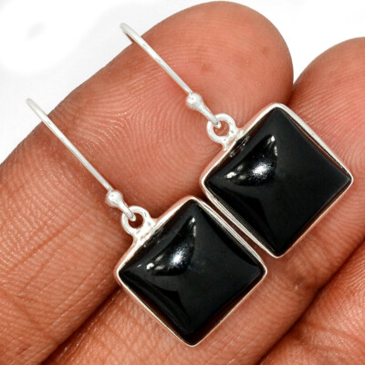 Schwarzer Onyx - Brasilien 925 Sterling Silber Ohrringe Schmuck CE27285