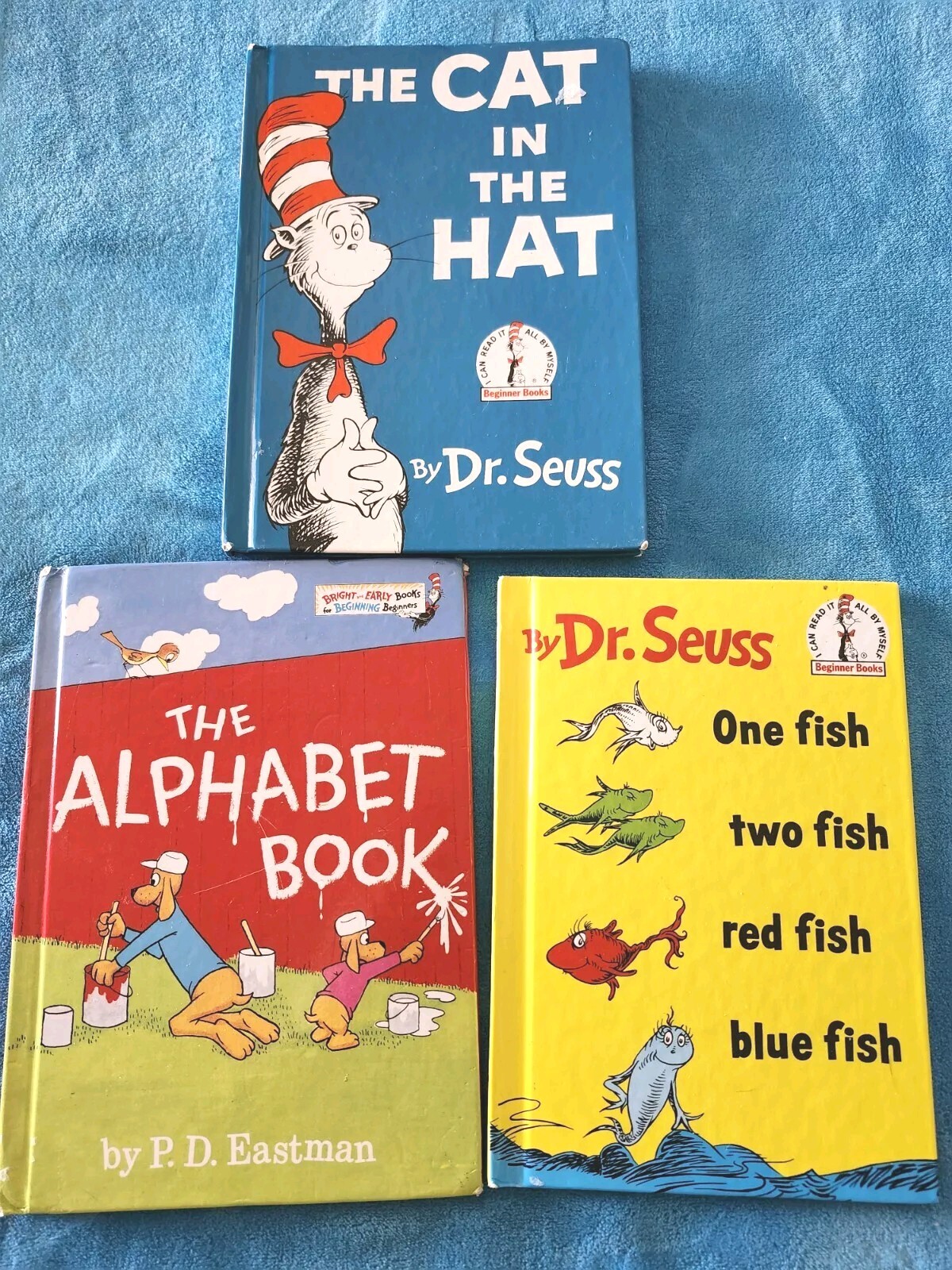 Unique Lot 3 Dr Seuss Books, Cat In The Hat, Alphabet, One Fish Two Fish HD CV