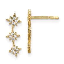 Madi K Kid's Earrings 14k CZ Star Drop Bar Dangle Post, 0.49 gm