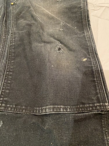 Carhartt Double Front Knee Black B01 - BLK Pants Distressed Vintage Paint 42x30 - Picture 2 of 23