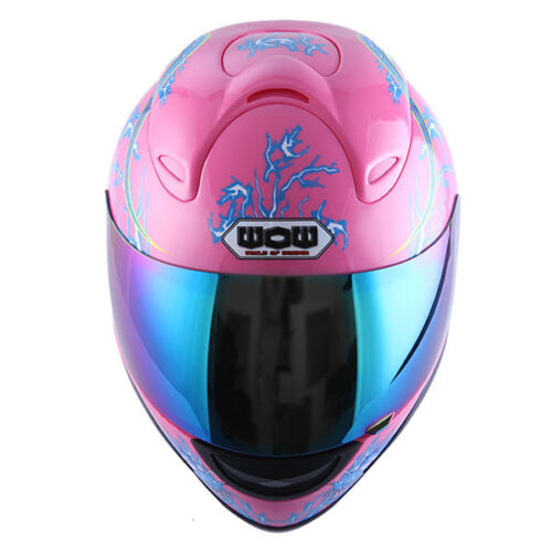 NEW Motorcycle Full Face Helmet Street Bike Adult Blue Dragon Pink Size S M L XL - Picture 3 of 7