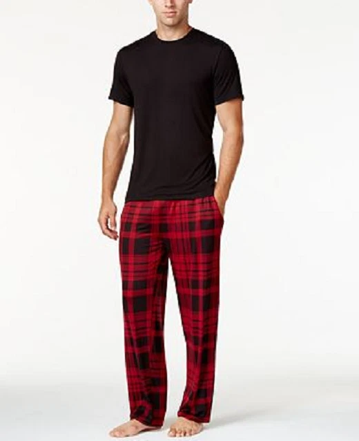 $100 32 Degrees Cool Men'S Red Black Pajama Pants T-Shirt Lounge Sleepwear S