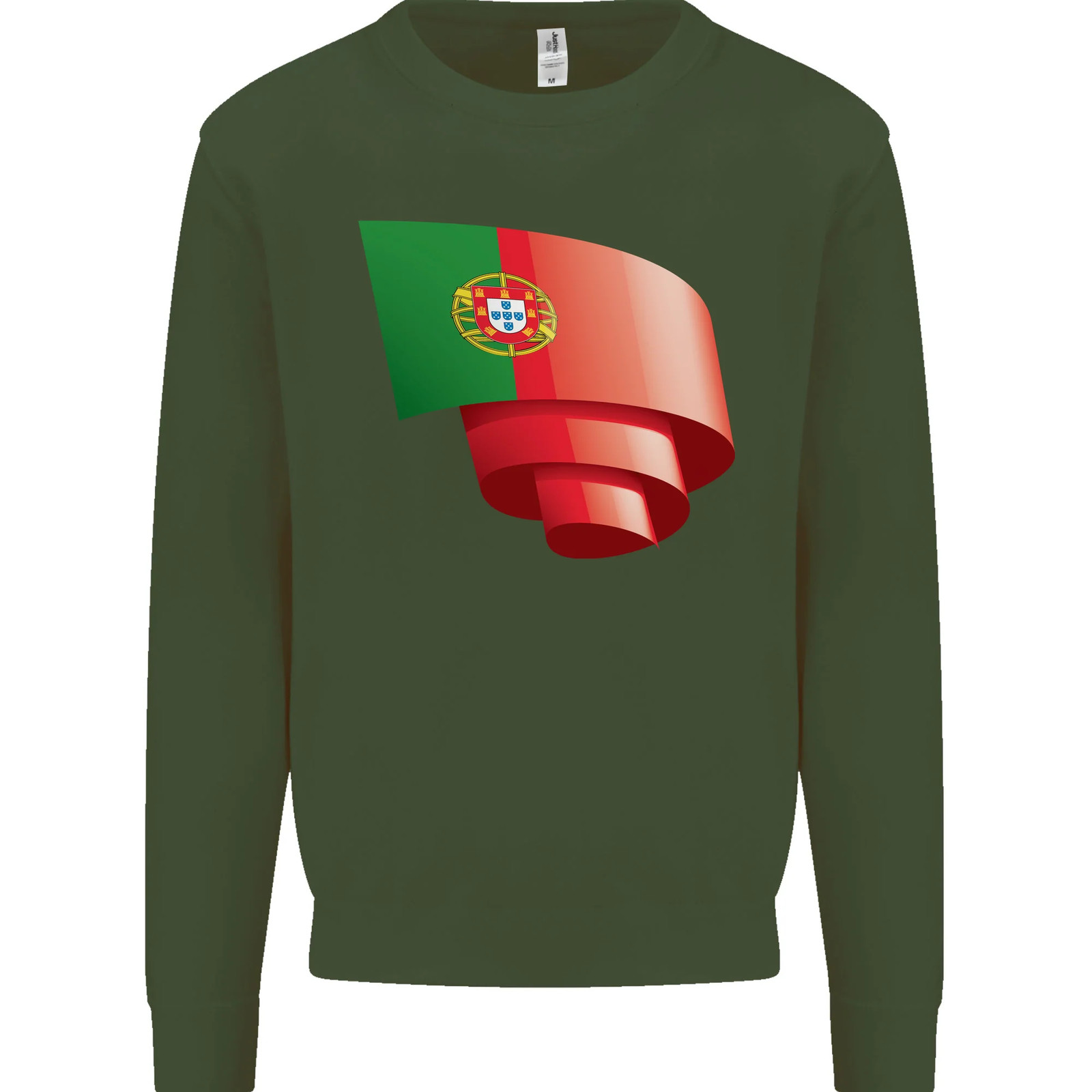Curled Portugal Flag Portugese Day Football Kids Sweatshirt Jumper image 8