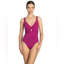 NEW Robin Piccone Ava Plunge Underwire One-Piece Swimsuit Size 14