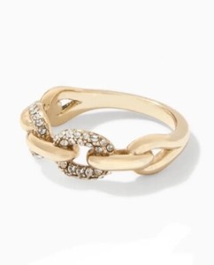 Authentic Stella & Dot Ring Pavé FROZEN CHAIN Shiny Gold Plated Size 9