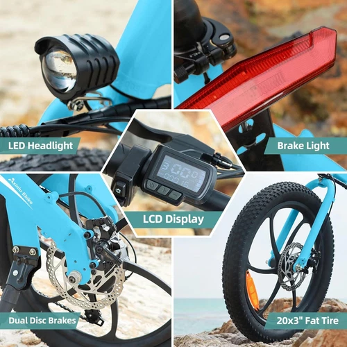 E-Bike 20" Electric Bike Fat Tire 850W Folding City Bicycle -Commuter Ebike US - Picture 6 of 10