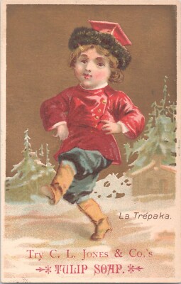 C.L. Jones & Co Tulip Soap - La Trepaka - Antique Victorian Trade Card
