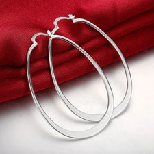 925 Silver Exquisite Gift Jewelry Retro Flat U Hoop Earrings For Trendy Women