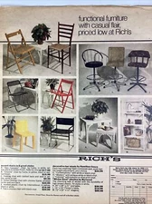 Atlanta GA Print Ad 1973 AJC Rich’s Furniture Fanta Cosco Burwood Chairs