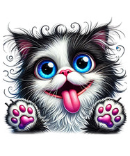 Wall decal sticker crazy cat wall sticker 18x18 cm large