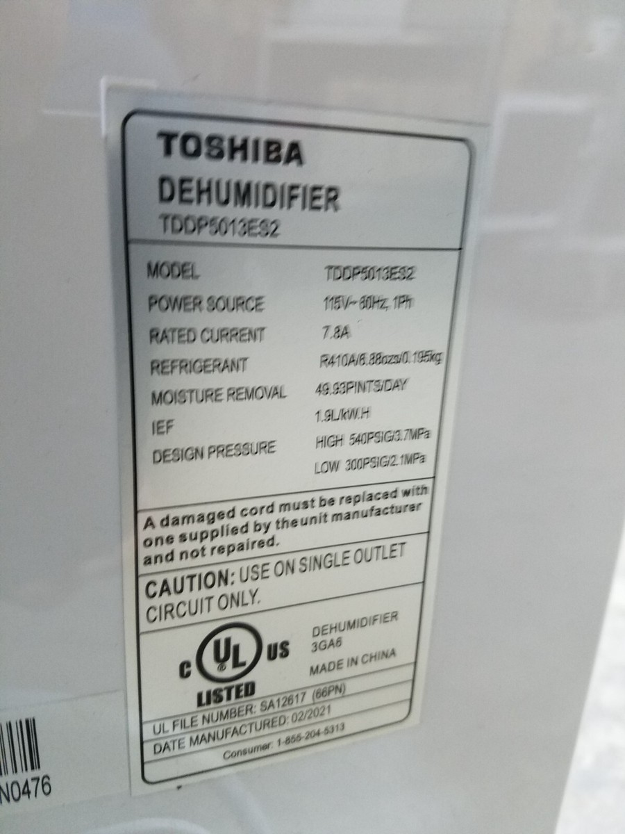 Toshiba TDDP5012ES2 50-Pint 115V Energy Star Dehumidifier